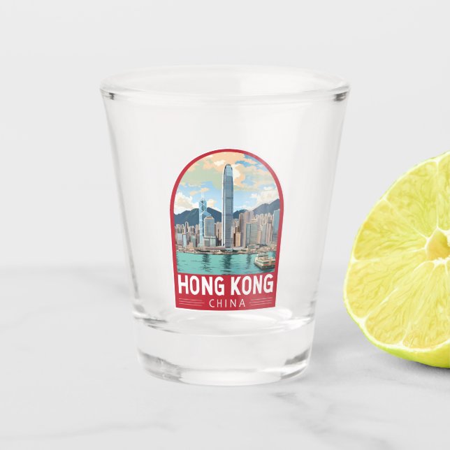 Vaso De Chupito Viaje de arte de Hong Kong China (Anverso)