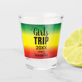 Vaso De Chupito Viaje de chicas con Año de la Corona y nombre rojo