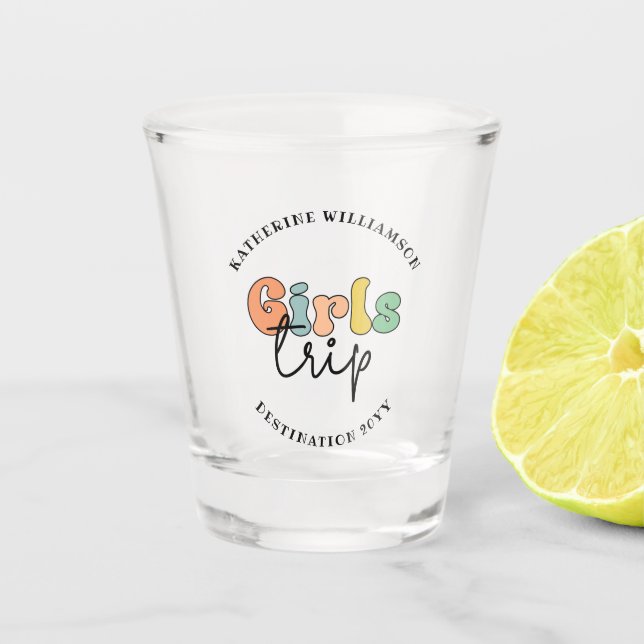 Vaso De Chupito Viaje de Chicas personalizados | Vacaciones de fin (Anverso)