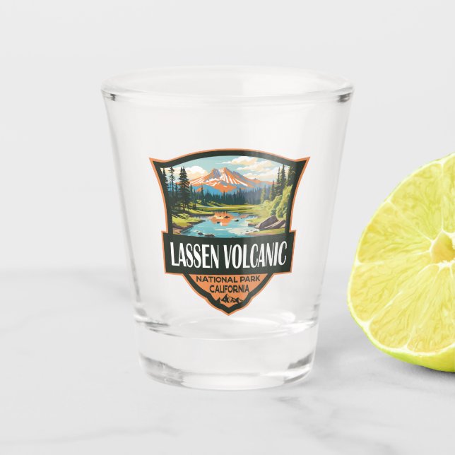 Vaso De Chupito Viaje del Ilustracion del Parque Nacional Volcánic (Anverso)