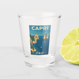 Vaso De Chupito Viaje retro vintage Capri Italia Escenario Costero