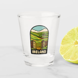 Vaso De Chupito Viaje retro vintage Irlanda paisaje campestre
