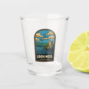 Vaso De Chupito Viaje retro vintage Loch Ness Castillo de Escocia