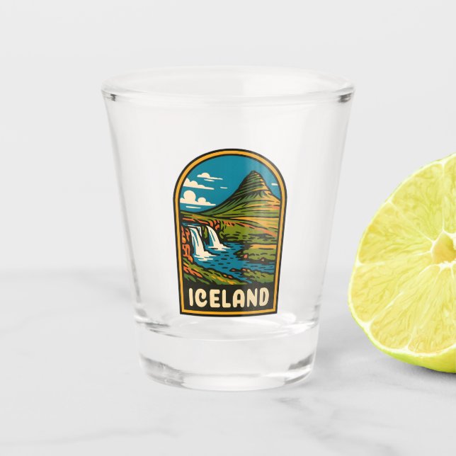 Vaso De Chupito Viaje retro vintage paisajismo Islandia (Anverso)
