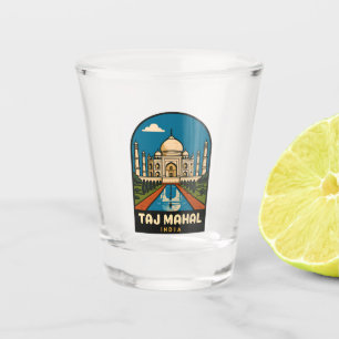Vaso De Chupito Viaje retro vintage Taj Mahal Ilustracion de la In