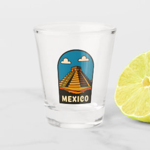 Vaso De Chupito Viaje Vintage México Pirámide Azteca Escénico Retr