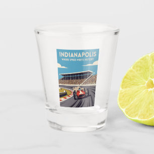 Vaso De Chupito Viajes Antiguos Indianapolis Indiana Carreras Retr