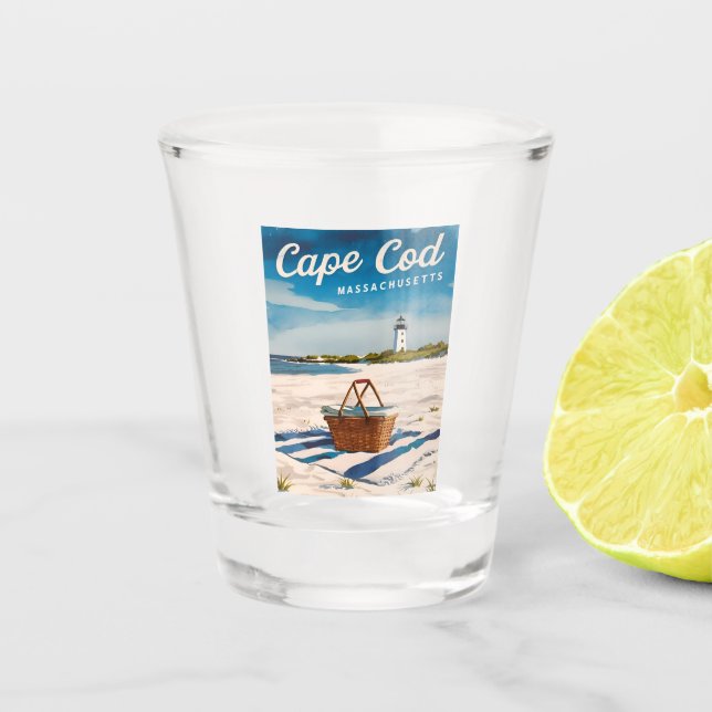 Vaso De Chupito Viajes de época Cape Cod Massachusetts Beach Retro (Anverso)