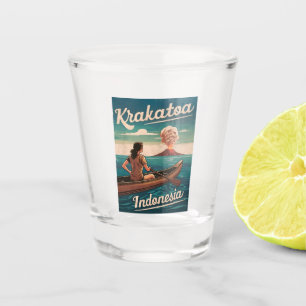 Vaso De Chupito Viajes de época Cracoatoa Indonesia Retro Escenari