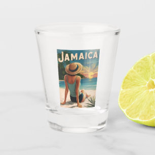Vaso De Chupito Viajes de época Jamaica Tropical Beach Retro Escen