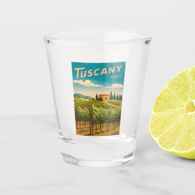 Vaso De Chupito Viajes de época Toscana Italia Retro Escenario (Anverso)