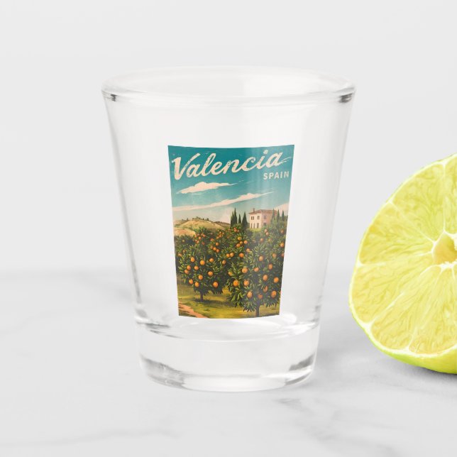 Vaso De Chupito Viajes de época Valencia España Retro Scenic (Anverso)