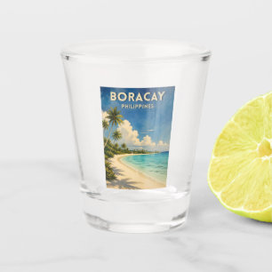 Vaso De Chupito Viajes Vintage Boracay Filipinas Playa Retro