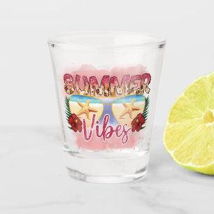 Vaso De Chupito Vibes de verano Diseño de gafas de sol en la pla