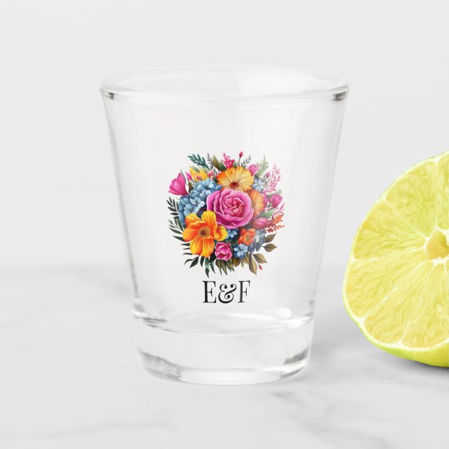 Vaso De Chupito Vibrantes iniciativas de Personalizados florales d (Anverso)