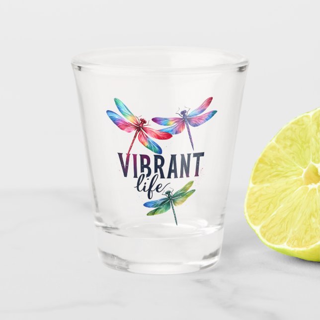Vaso De Chupito Vida vibrante - Dragonfly artístico (Anverso)