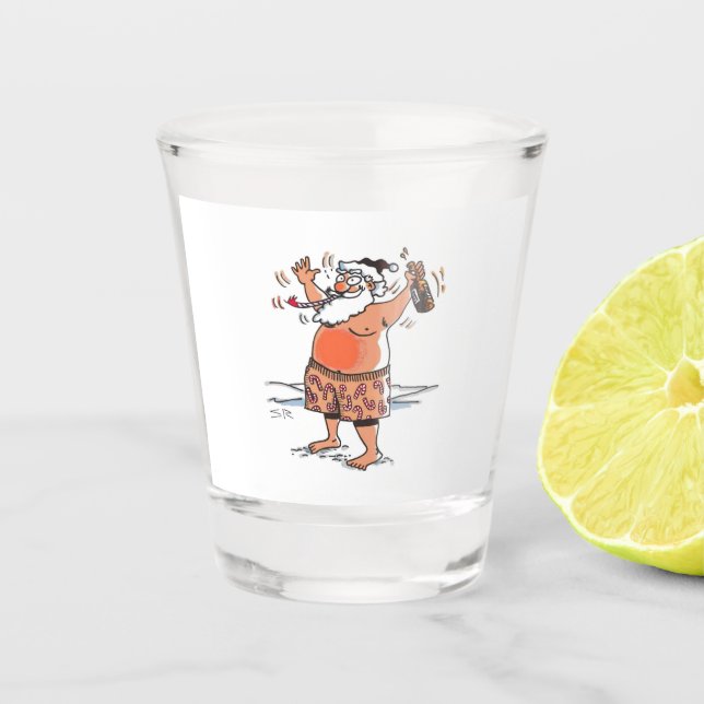 Vaso De Chupito Vidrio blanco de disparo de Santa Claus (Anverso)