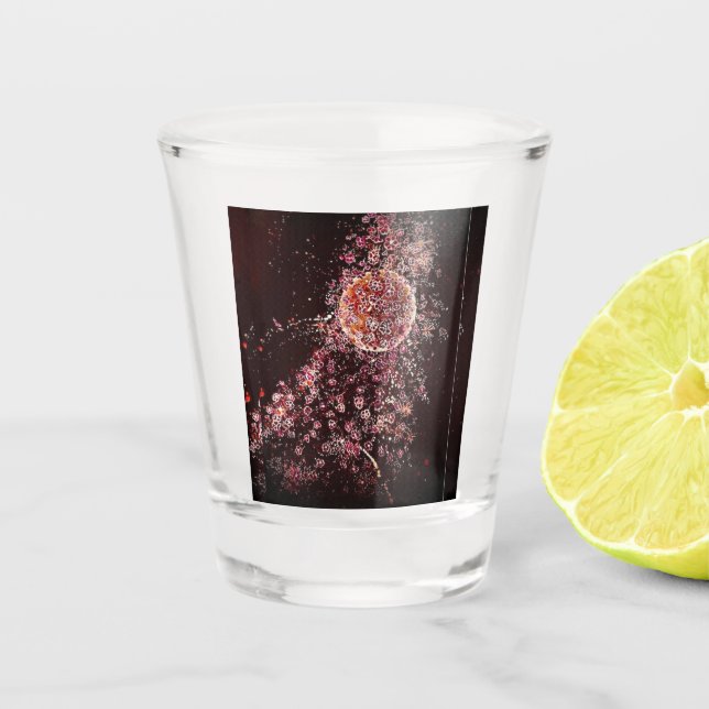 Vaso De Chupito Vidrio caliente de la luna de flores (Anverso)