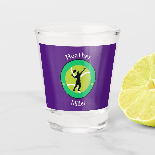 Vaso De Chupito Vidrio caliente - Jugador de tenis - Personalizado (Anverso)
