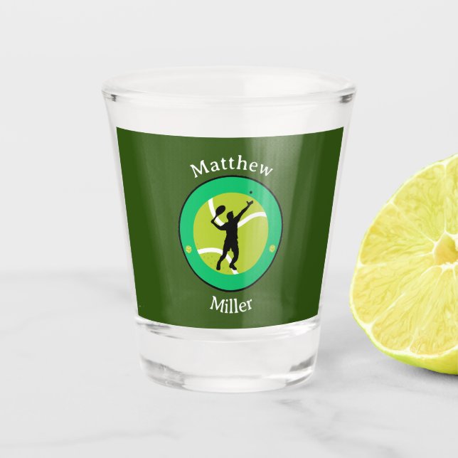 Vaso De Chupito Vidrio caliente - Jugador de tenis - Personalizado (Anverso)