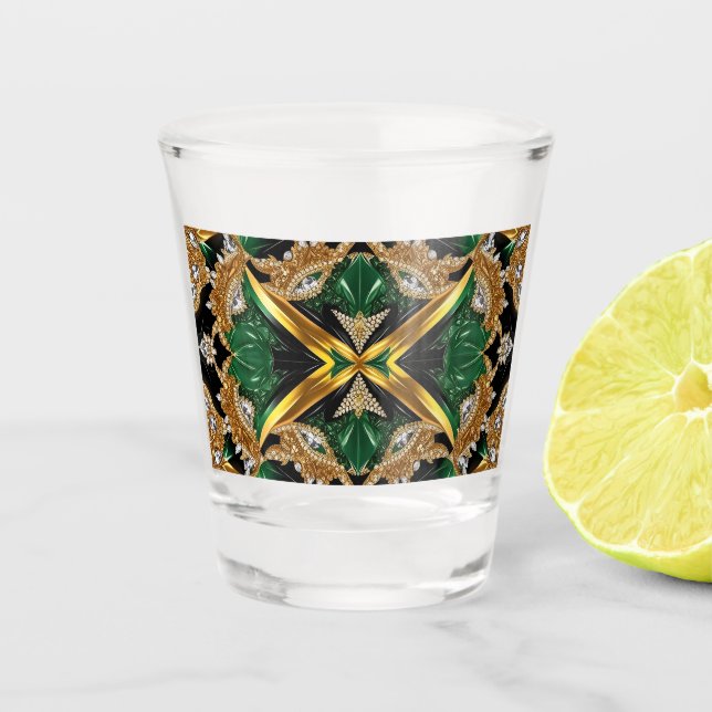 Vaso De Chupito Vidrio con colores de Jamaica (Anverso)