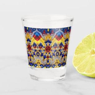 Vaso De Chupito Vidrio con colores rumanos
