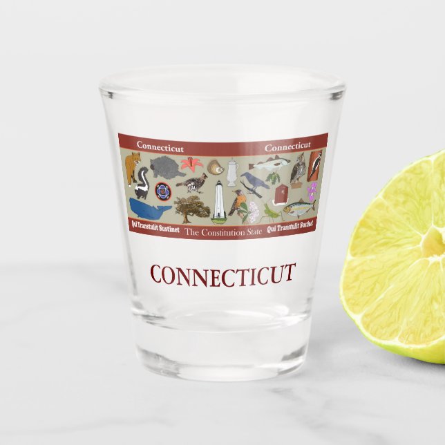 Vaso De Chupito Vidrio conmemorativo de estado de Connecticut (Anverso)