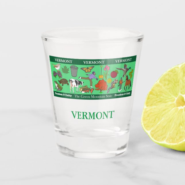 Vaso De Chupito Vidrio conmemorativo del estado de Vermont (Anverso)