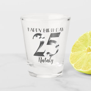Vaso De Chupito Vidrio de 25 años de plata metálica