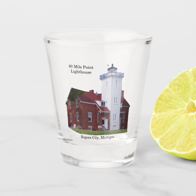 Vaso De Chupito Vidrio de 40 Mile Point Lighthouse (Anverso)