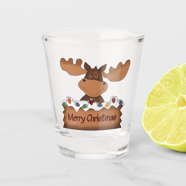 Vaso De Chupito Vidrio de alce de navidad (Anverso)