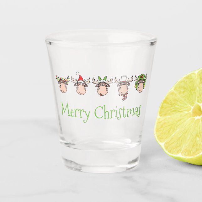 Vaso De Chupito Vidrio de alce de navidad (Anverso)