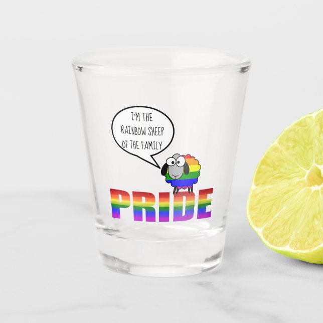 Vaso De Chupito Vidrio de arcoiris para ovejas (Anverso)