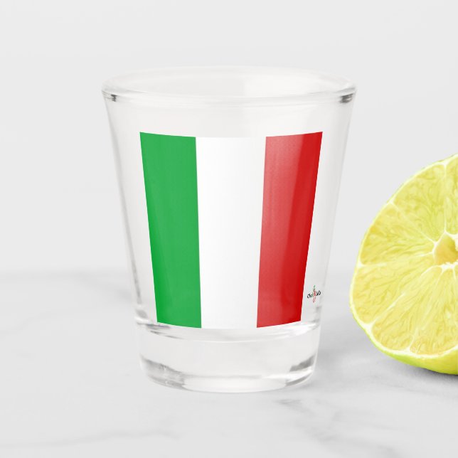 Vaso De Chupito Vidrio de Bandera Italiana (Anverso)