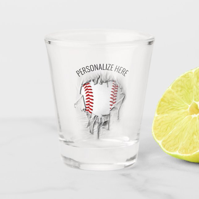 Vaso De Chupito Vidrio de Béisbol desgarrado (Anverso)