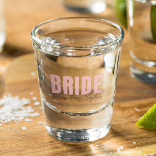 Vaso De Chupito Vidrio de Bride Shot   Nombre de la futura señora 