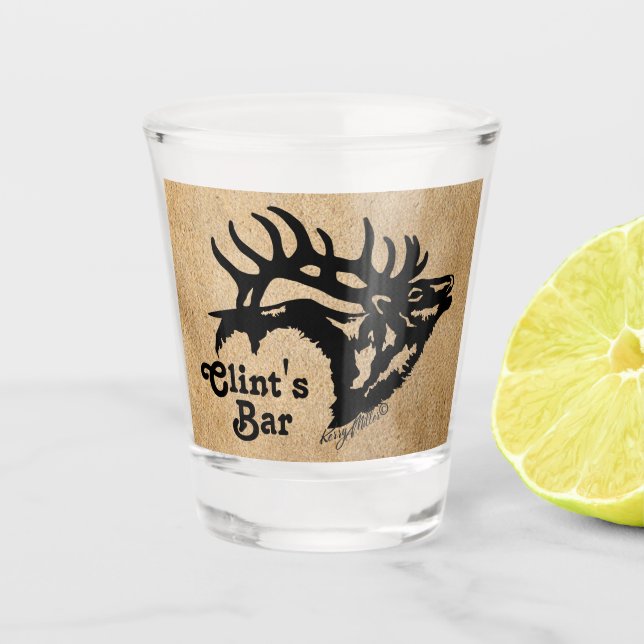 Vaso De Chupito Vidrio de Bull Elk Shot (Anverso)