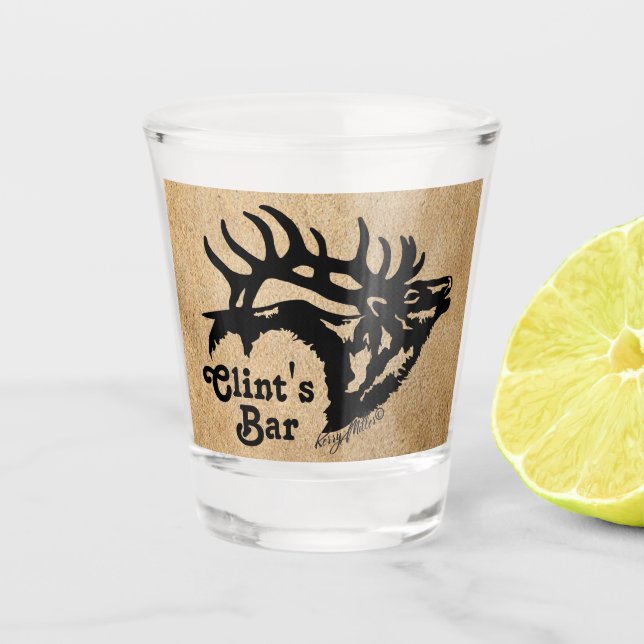 Vaso De Chupito Vidrio de Bull Elk Shot (Anverso)