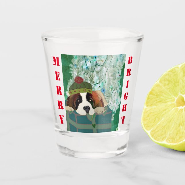Vaso De Chupito Vidrio de Cachorro Brillante (Anverso)