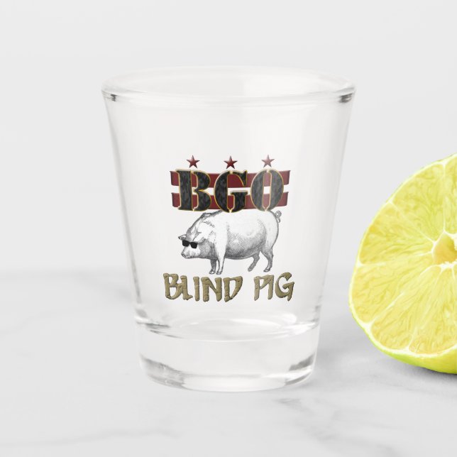 Vaso De Chupito Vidrio de Cerdo Ciego BGO (Anverso)