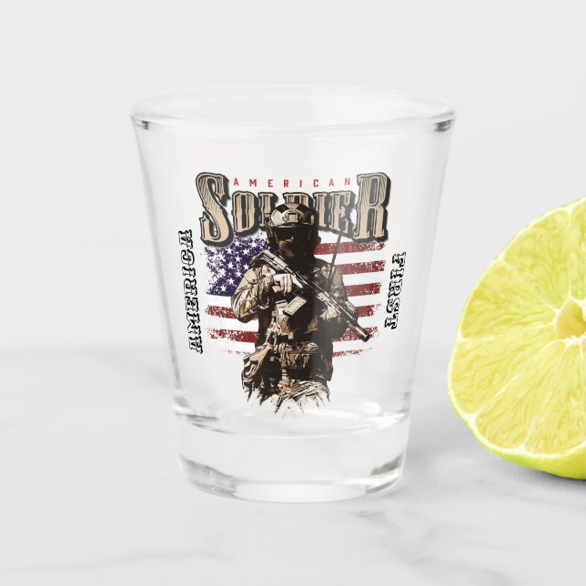 Vaso De Chupito Vidrio de diseño de soldado estadounidense (Anverso)