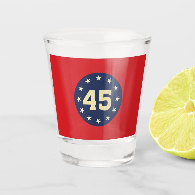 VASO DE CHUPITO VIDRIO DE DISPARO "45" (Anverso)