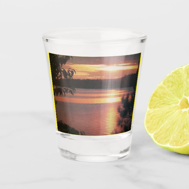 Vaso De Chupito Vidrio de disparo al atardecer (Anverso)