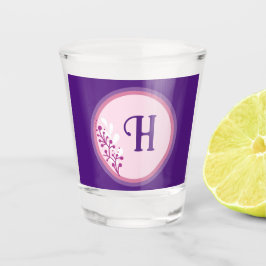 Vaso De Chupito Vidrio de disparo - Añade tu inicial - Púrpura