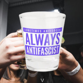 Vaso De Chupito Vidrio de disparo antifascista siempre - Azul negr
