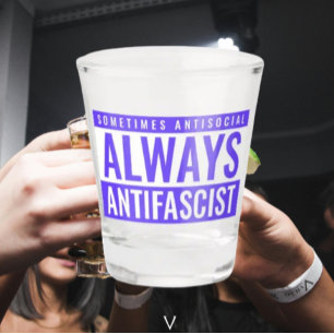 Vaso De Chupito Vidrio de disparo antifascista siempre - Azul negr