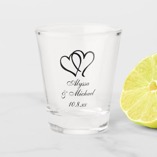 Vaso De Chupito Vidrio de disparo Boda personalizado| Favoritos ma (Anverso)