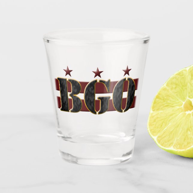 Vaso De Chupito Vidrio de disparo con logotipo BGO (Anverso)