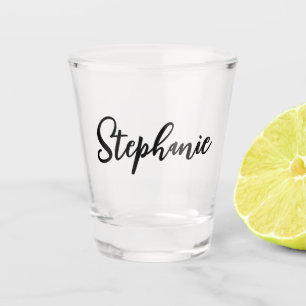 Vaso De Chupito Vidrio de disparo con nombre curvo minimalista