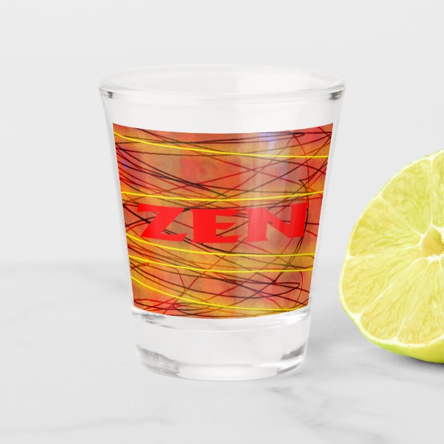 Vaso De Chupito Vidrio de disparo de alambre rojo Zen (Anverso)